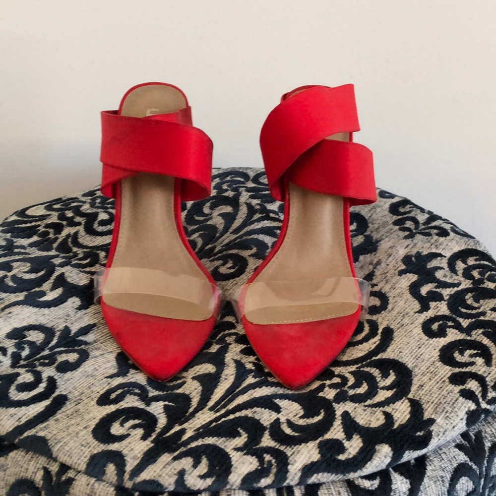 SOLD- 2019 TREND*  Strappy Red Sandal Mule/Heels